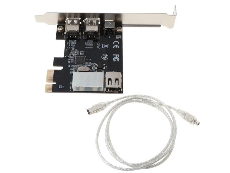 1 Set PCI-e 1X IEEE 1394A 4 Port(3 1) Firewire Card Adapter With 6 Pin To 4 Pin Carousel 1