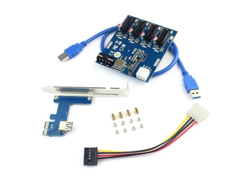 XT-XINTE PCIe To PCI Express 1to 4 Slot Riser Card Mini ITX To External 4 PCI-e Carousel 1