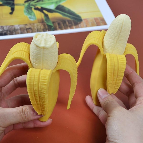 2 Pcs Bouncy Toy Banana Slow Toys Fruit Squeeze Toys Hand Exercise Toy Party Fa Carousel 2