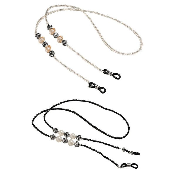 2 Pcs Glass Holders Eyeglass Eyeglass Lanyard Reading Glasses Chain Beaded Spec Carousel 1