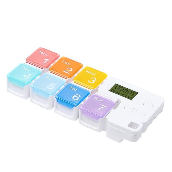 1pc 7 Compartments Pill Box Portable Combination Timing Remind Smart Medicine C Carousel 1