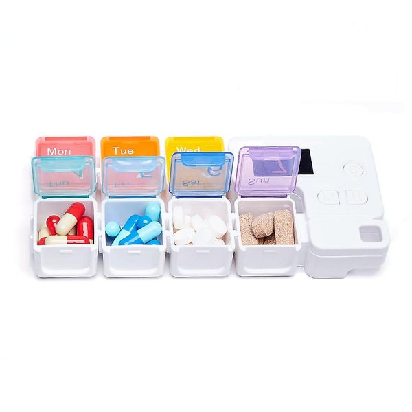 1pc 7 Compartments Pill Box Portable Combination Timing Remind Smart Medicine C Carousel 4