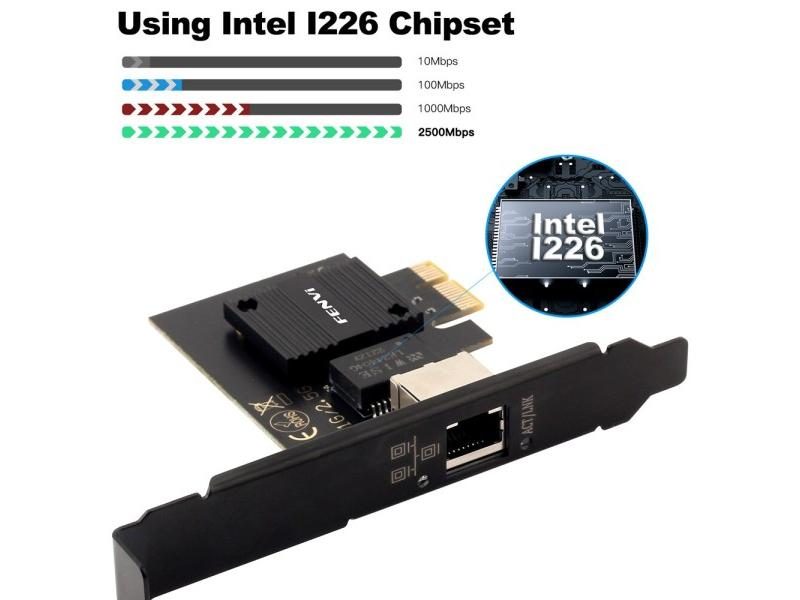 2500Mbps PCI-E To RJ45 Network Card I226 Chip For Laptop PC Win 10/11 Carousel 1