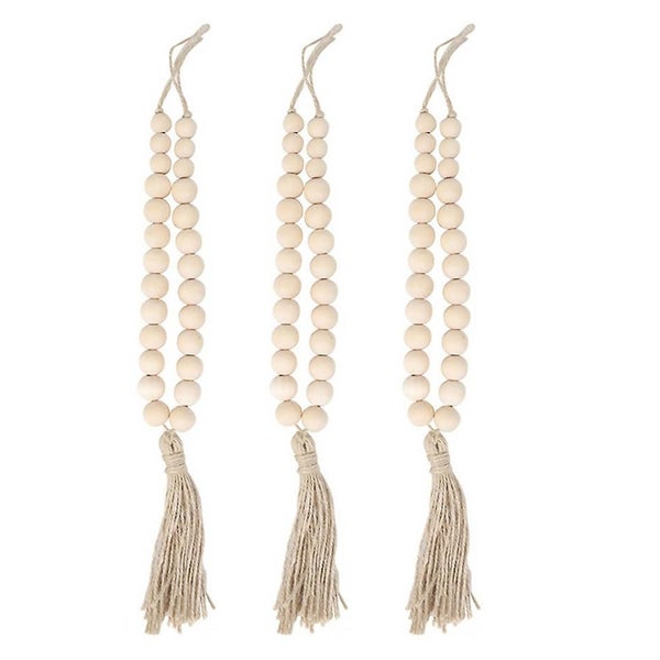 3pcs Durable Delicate Wood Bead Curtain Rope Woven Rope Curtain Tieback Tassel Carousel 1