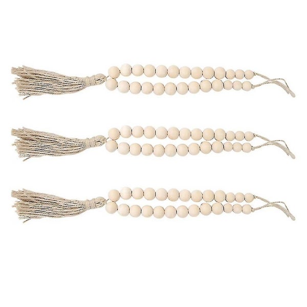 3pcs Durable Delicate Wood Bead Curtain Rope Woven Rope Curtain Tieback Tassel Carousel 2