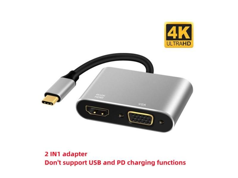 4K Type C To HDMI-compatible USB C 3.0 VGA PD Adapter Dock Hub For Macbook Carousel 1