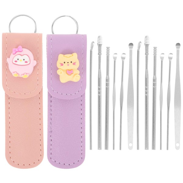 2 Sets Of Portable Earwax Remover Stainless Steel Earwax Picker Small Ear Clean Carousel 1