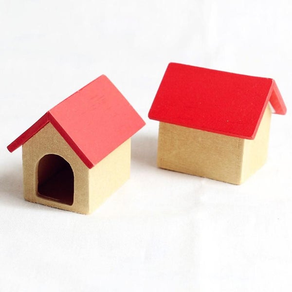 2 Pcs Playhouse Accessories Mini Doghouse Decorative Model Miniature Model Mini Carousel 2