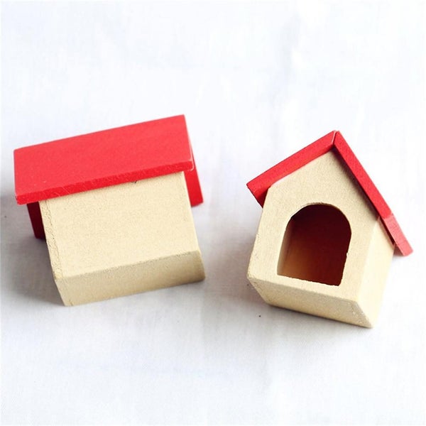 2 Pcs Playhouse Accessories Mini Doghouse Decorative Model Miniature Model Mini Carousel 4