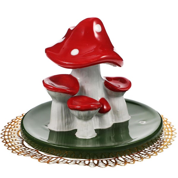 1 Set Backflow Incense Burner Desktop Mushroom Censer Incense Holder Carousel 2