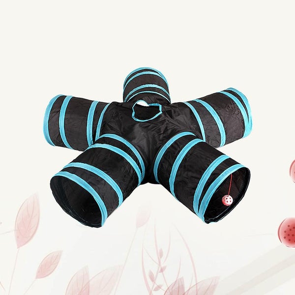 Foldable Pet Animal Tunnels 5 Way Tubes With Crinkle Playing Toy For Cats Guine Carousel 2