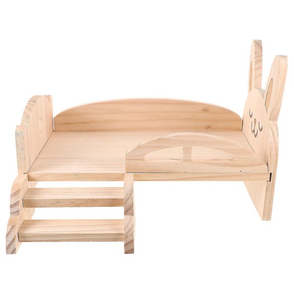 Wooden Guinea Pig Bed With Stairs Small Pets Bed Wood Platform Bed For Hamster Carousel 2