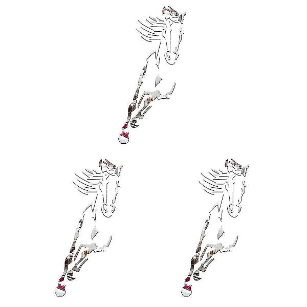 3pcs Acrylic Gallop Horse Pattern Mirror Wall Sticker For Tv Background Living Carousel 1