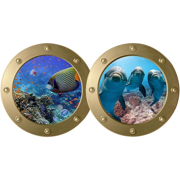 2pcs Bedroom 3d Wall Stickers Sea Life Wall Art Sticker Wall Decorative Sticker Carousel 1