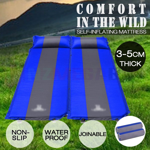 2 x Self Inflating Sleeping Mattress Mats Pad Air Bed Camping Hiking * Blue Carousel 1