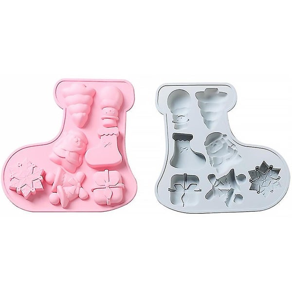 2pcs Chocolate Mold Christmas Baking Mold Sock pattern Mold Baking Molds Carousel 1
