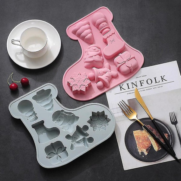 2pcs Chocolate Mold Christmas Baking Mold Sock pattern Mold Baking Molds Carousel 3