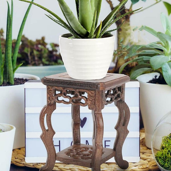 Wooden Stool Display Stand Modern Plant Stand Flower Pot Holder Potted Rack Flo Carousel 3