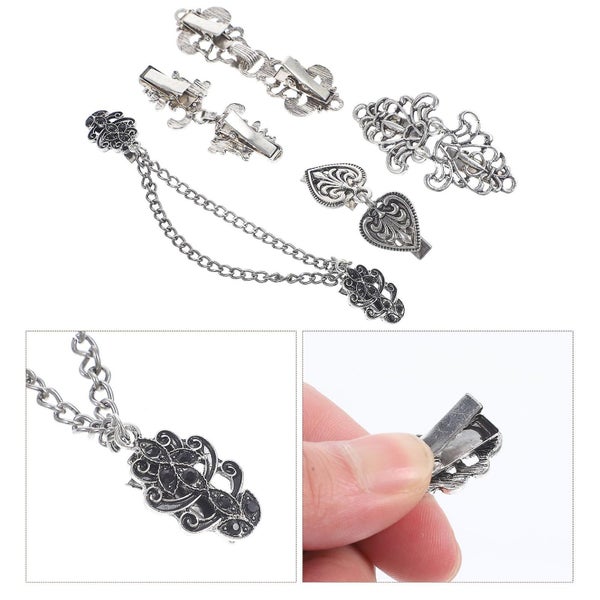 5pcs Sweater Clips Cloak Clasp Cardigan Clip Vintage Collar Shawl Pin Cloak Bro Carousel 2