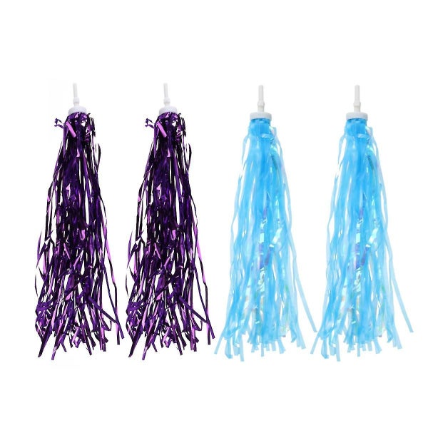 2 Pairs Of Childrens Bike Handlebar Streamers Grips Tassels Ribbons Baby Carrie Carousel 1
