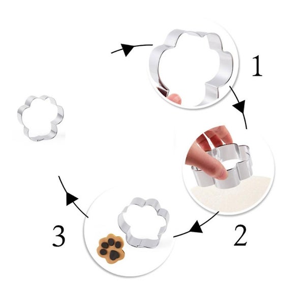 4pcs Dog Paw Cookie Cutter Stainless Steel Diy Cake Moulds Baking Tool Carousel 3