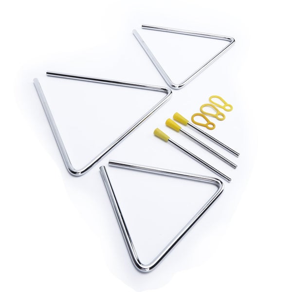 3Pcs Hand Percussion Triangle Musical Instrument Set 6in 7in 8in Carousel 3
