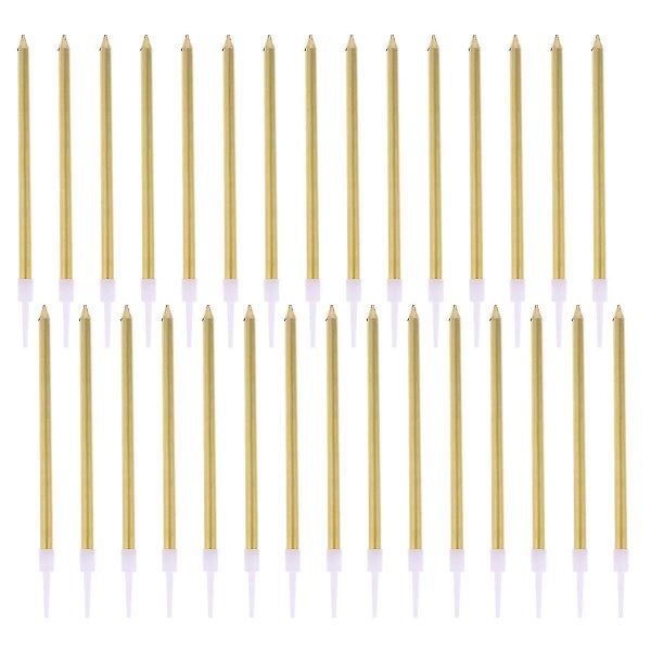 30pcs Atmosphere Decorative Candles Pearlescent Golden Plating Romantic Slender Carousel 2