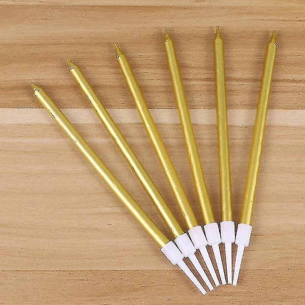 30pcs Atmosphere Decorative Candles Pearlescent Golden Plating Romantic Slender Carousel 3
