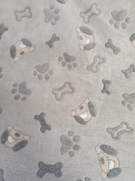 BED / CUSHION MATERIAL GREY DOG & BONES 1.6M WIDE X 1 METRE Carousel 1
