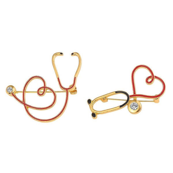 2pcs Stethoscope Brooch Alloy Nurse Doctor Theme Breastpins Costume Accessories Carousel 1