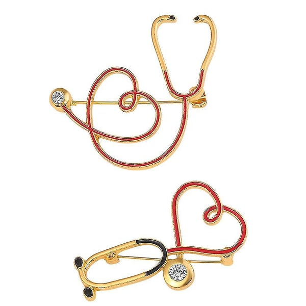 2pcs Stethoscope Brooch Alloy Nurse Doctor Theme Breastpins Costume Accessories Carousel 2