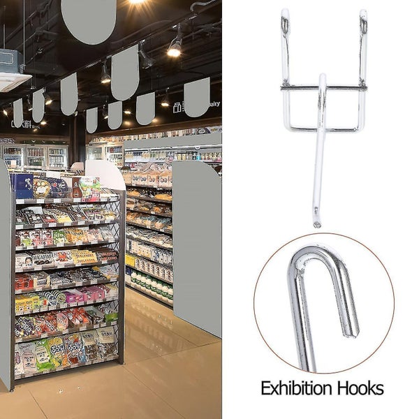 20 Pcs Metal Hangers Heavy Duty Grid Wall Hanger Peg Boards Shelfing Hook Grid Carousel 2