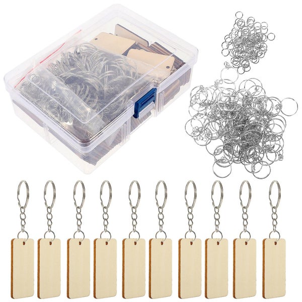 1 Set Of Wood Engraving Blanks Rectangle Blank Wooden Key Chain Pendants Diy Wo Carousel 1