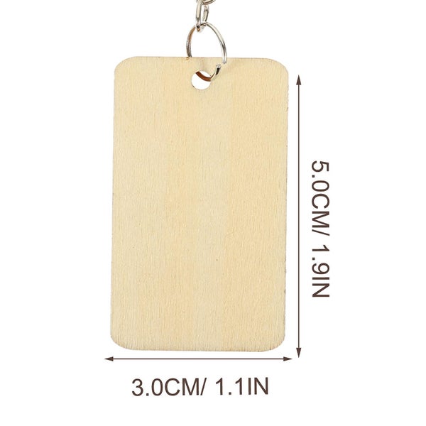 1 Set Of Wood Engraving Blanks Rectangle Blank Wooden Key Chain Pendants Diy Wo Carousel 2