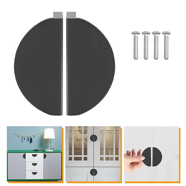 2 Pcs Black Cabinet Knobs Wardrobe Knob Semicircle Cabinet Pulls Circle Cupboar Carousel 2