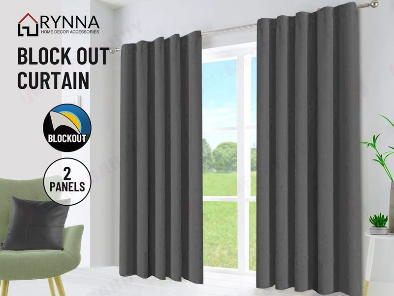 New curtains readymade Blockout Charcoal 213CM Drop Carousel 1