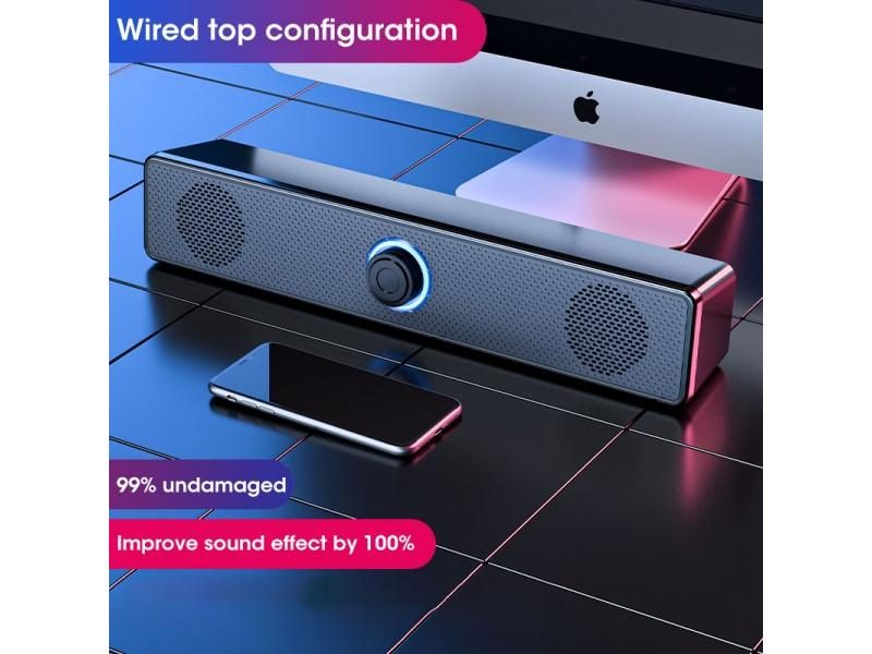 Bluetooth 5.0 Speaker 4D Surround Soundbar Wired Computer Speakers Stereo Carousel 1