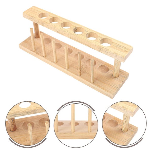 1pc Wooden Test Tube Rack Cocktail Cup Display Stand Tube Cup Holder Carousel 1