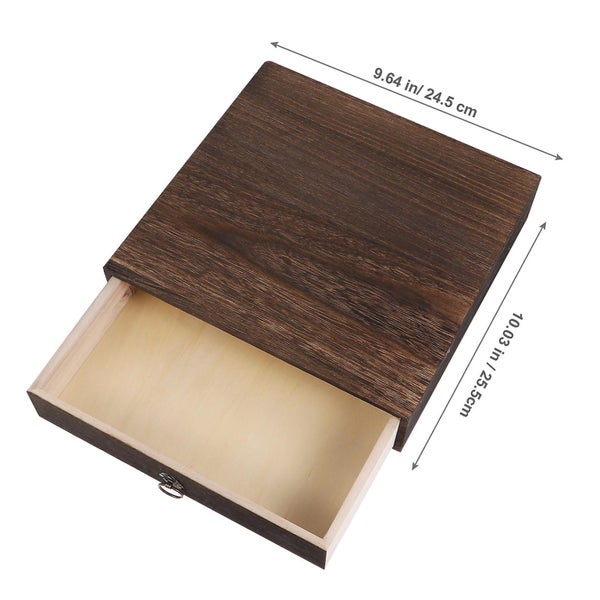 1pc Solid Wood Storage Desk Box Retro Drawer Type Desktop Organizer 1 Layer Carousel 3