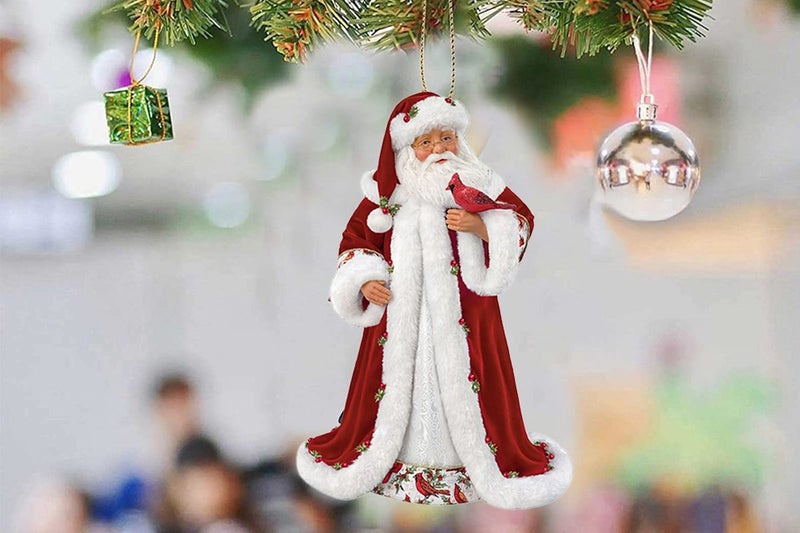 8Pcs Christmas Ornaments Set Christmas Tree Santa Claus Acrylic Hanging Crafts Carousel 9