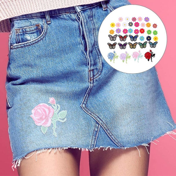 36 Pcs Embroidery Accessories Iron Patches Jeans Flower Iron On Appliques Flowe Carousel 3