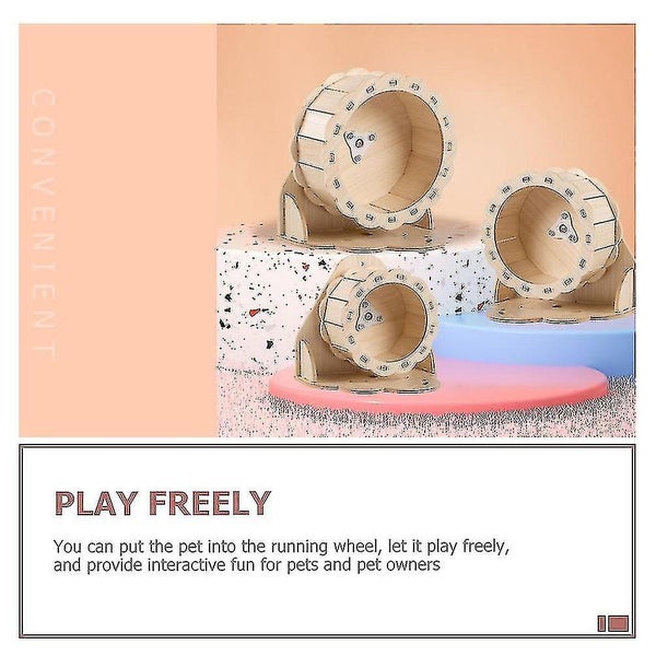 Wooden Running Wheel Plaything For Small Pet Hamster Running Wheel Toy Carousel 2