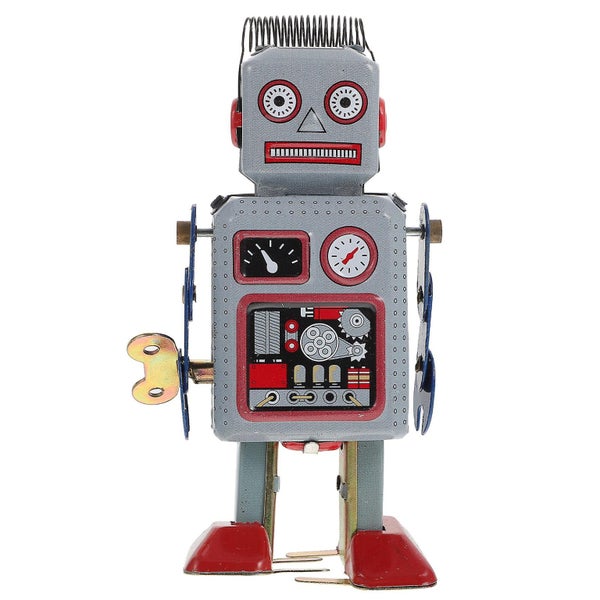 Metal Basket Wind Walking Robot Tinplate Figurine Toy Clockwork Robot Wind Tin Carousel 1