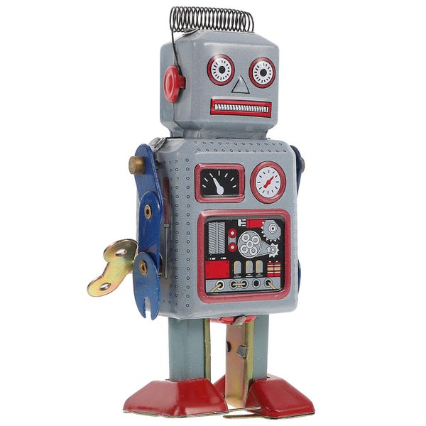 Metal Basket Wind Walking Robot Tinplate Figurine Toy Clockwork Robot Wind Tin Carousel 2