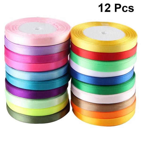 12pcs Mixed Colors Silk Satin Polyester Ribbons Card Gifts Wrapping Ribbons Wed Carousel 4