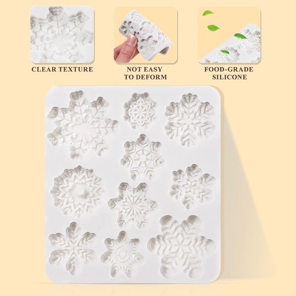 Ounona 10 Cavity Christmas Snowflake Mold Diy Non stick Silicone Cake Mold Heat Carousel 2