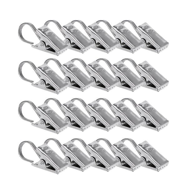 20pcs Rustproof Drapery Ring Satin Nickel Curtain Clips With Hook Carousel 1