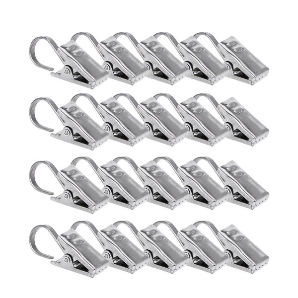 20pcs Rustproof Drapery Ring Satin Nickel Curtain Clips With Hook Carousel 2