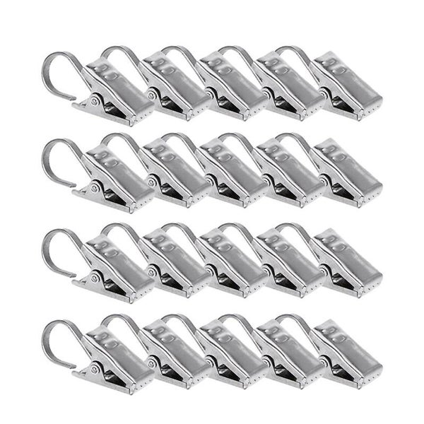 20pcs Rustproof Drapery Ring Satin Nickel Curtain Clips With Hook Carousel 3