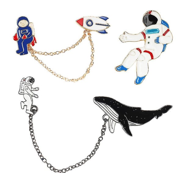 3 Sets Of Japanese Brooches Cartoon Brooches Alloy Brooches Astronaut Brooches Carousel 1